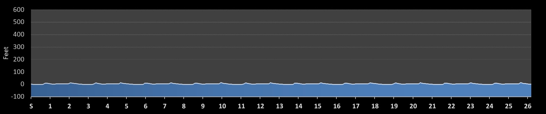 Charles River Marathon Elevation Profile