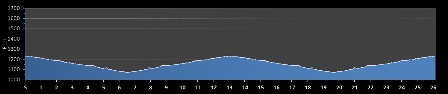 Great Allegheny Ohiopyle Marathon Elevation Profile